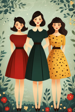 modern flat illustration happy 3 women.の素材