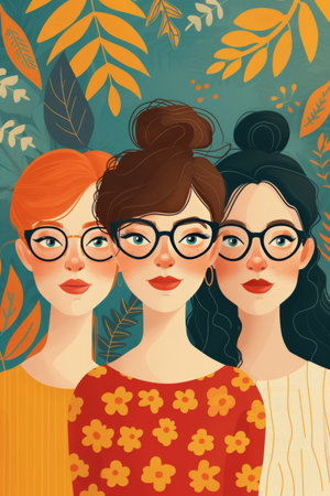 modern flat illustration happy 3 women.の素材