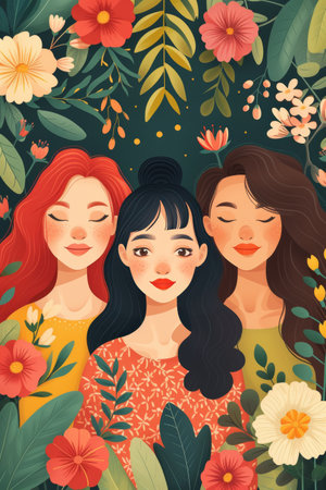 modern flat illustration happy 3 women.の素材