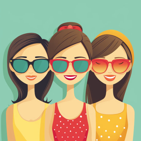 modern flat illustration happy 3 women.の素材