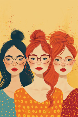 modern flat illustration happy 3 women.の素材