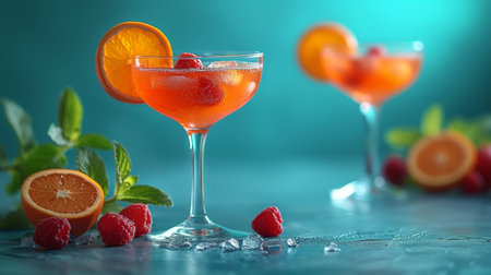 Chic and sophisticated cocktails against a clean background set the scene for a stylish summer.の素材