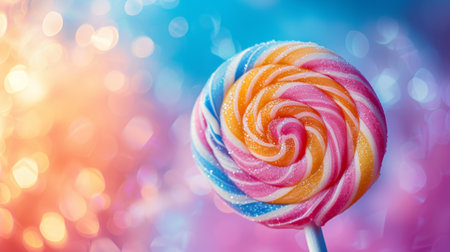 Vibrant swirls of color in a lollipop, reminiscent of childhood innocence and joy.の素材