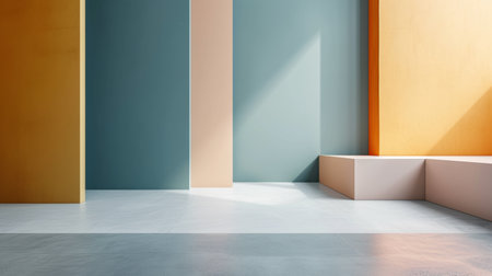 Geometric shapes in muted tones evoke a sense of professionalism.の素材