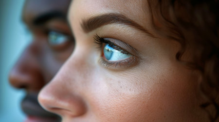 Their eyes speak volumes, expressing a deep, soulful connection and mutual affection.の素材