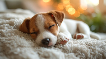 Peaceful minimalist scene with cute pups set against a serene abstract backdrop.の素材