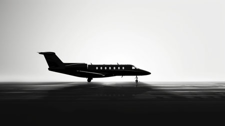 A sleek and elegant silhouette of a luxury business jet against a minimalist abstract backdrop.の素材