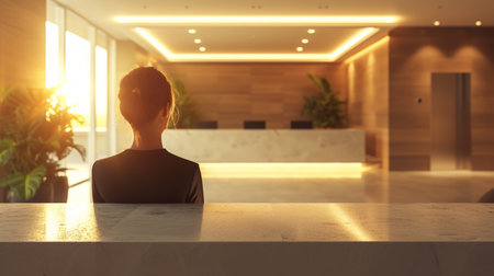 Her approachable aura invites customers to feel comfortable seeking advice and guidance.の素材