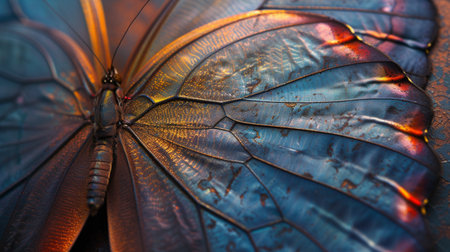 A detailed close-up of a butterfly's delicate wings.の素材