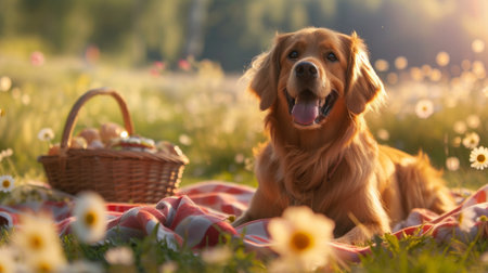 Experience the delight of al fresco dining. a sunny day perfect for a picnic.の素材