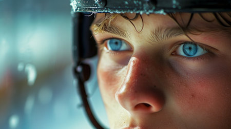 The anticipation captured in a player's gaze, reflecting the intensity of the game.の素材