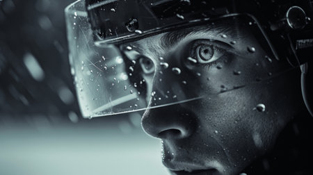 The anticipation captured in a player's gaze, reflecting the intensity of the game.の素材