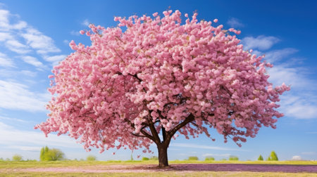 Cherry Blossom Tree Against Blue Skyの素材