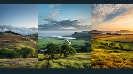 featuring peaceful landscape backgroundの素材