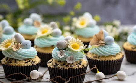 easter themed cupcakes by a pastry chef.の素材