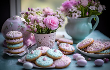 easter cookies and decorations decorating easter cookiesの素材