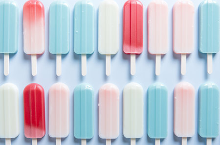 many ice pops in bluewhite and pink.の素材