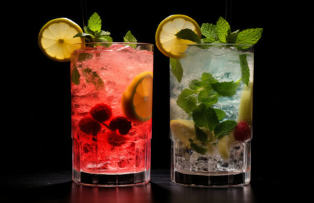 two glasses of watermelon and mintの素材