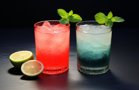 two glasses of watermelon and mintの素材