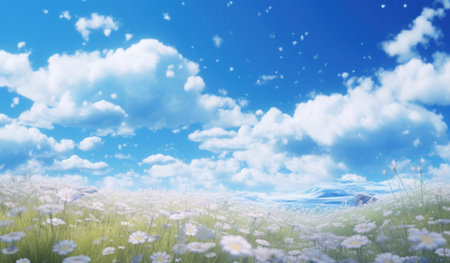 a beautiful blue day during springtime,の素材