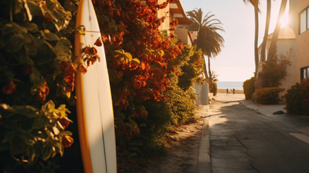 a beach house with surfboards on it,の素材