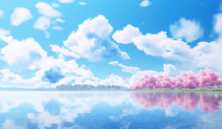 a beautiful blue day during springtime,の素材