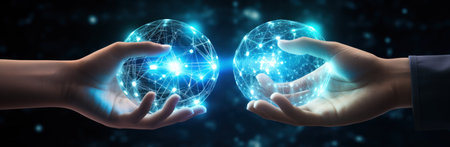 image of an hand holding another hand and showing an light bulb,の素材