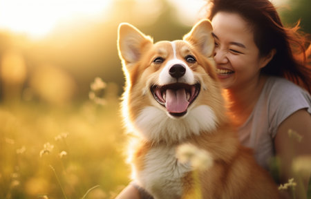 Cute dog in summerの素材