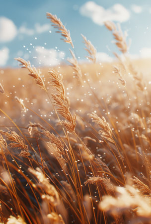 a brown grass is blowing in the wind.の素材