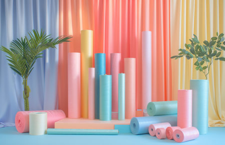 different fabrics and sewing material.の素材