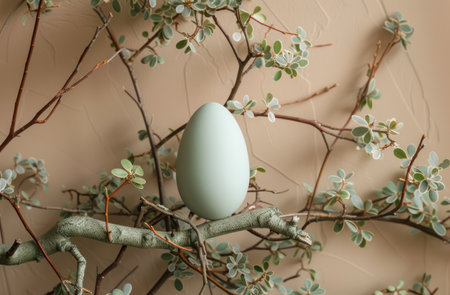 an Easter egg was placed by the ivy.の素材