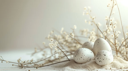 abstract minimalist easter natural background with large copyspace area.の素材