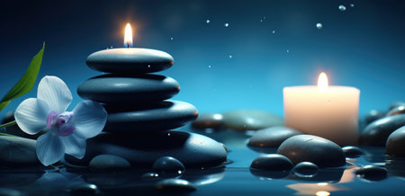 a spa with candles and orchid,の素材