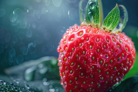 Beautiful bright macro photography of a strawberry.の素材
