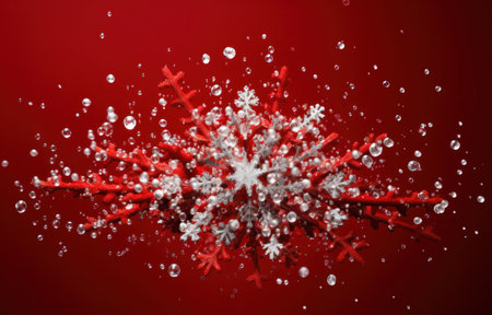 large snowflakes falling from a red background,の素材