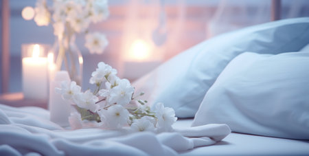 how to start the night with a bed white light and light,の素材