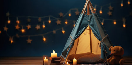 the room contains a teepee and some toy items,の素材