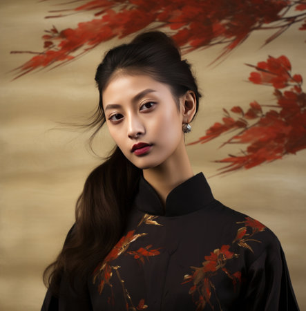 woman model poses for fashion week,の素材