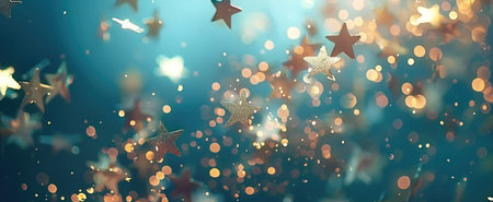 a background with stars scattered over a blue background.の素材