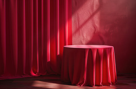 image of tablecloth with red background.の素材