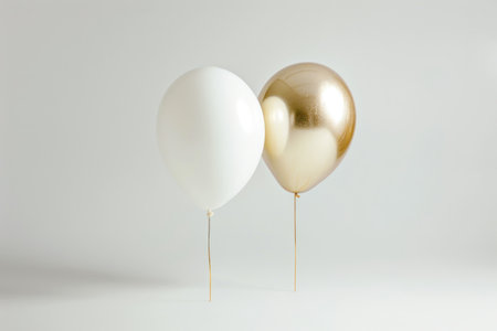 white and gold balloons on white background.の素材
