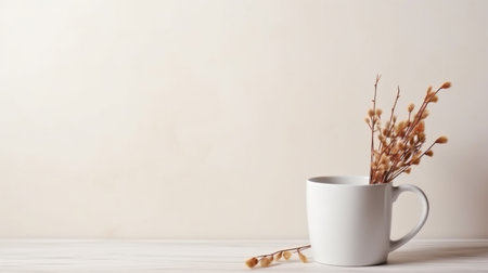 white coffee cups with white cookie dough, sugar cookies and Christmas decorの素材