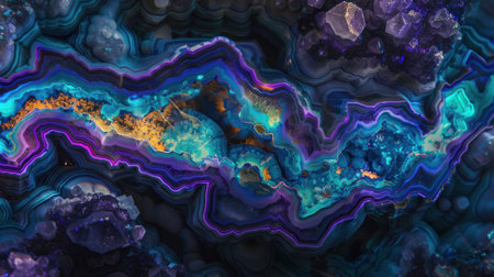 Wallpaper inspired by fluorescent Dugway geode formations; luminous hues, intricate textures.の素材