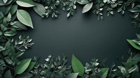 green leaf arrangement with green background and isolated on white background.の素材