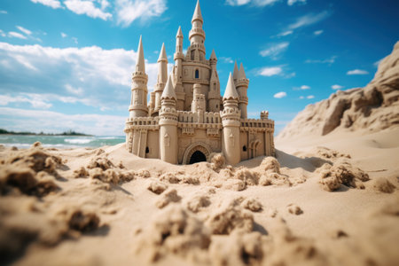 sand castle of a day at the beach.の素材