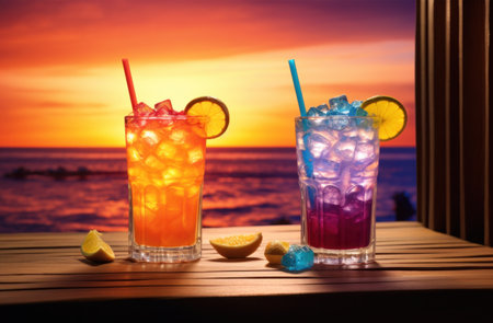 tiki drinks and cocktails in okinawa.の素材