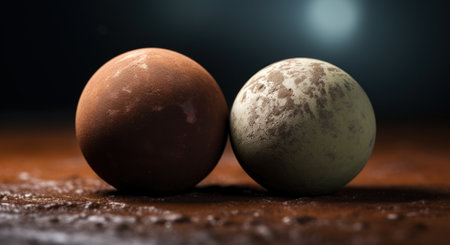 chocolate on a black surface.の素材