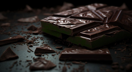 chocolate on a black surface.の素材