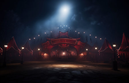 circus circus on the stage at night.の素材