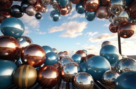 colorful decorations for a new year and balloons.の素材